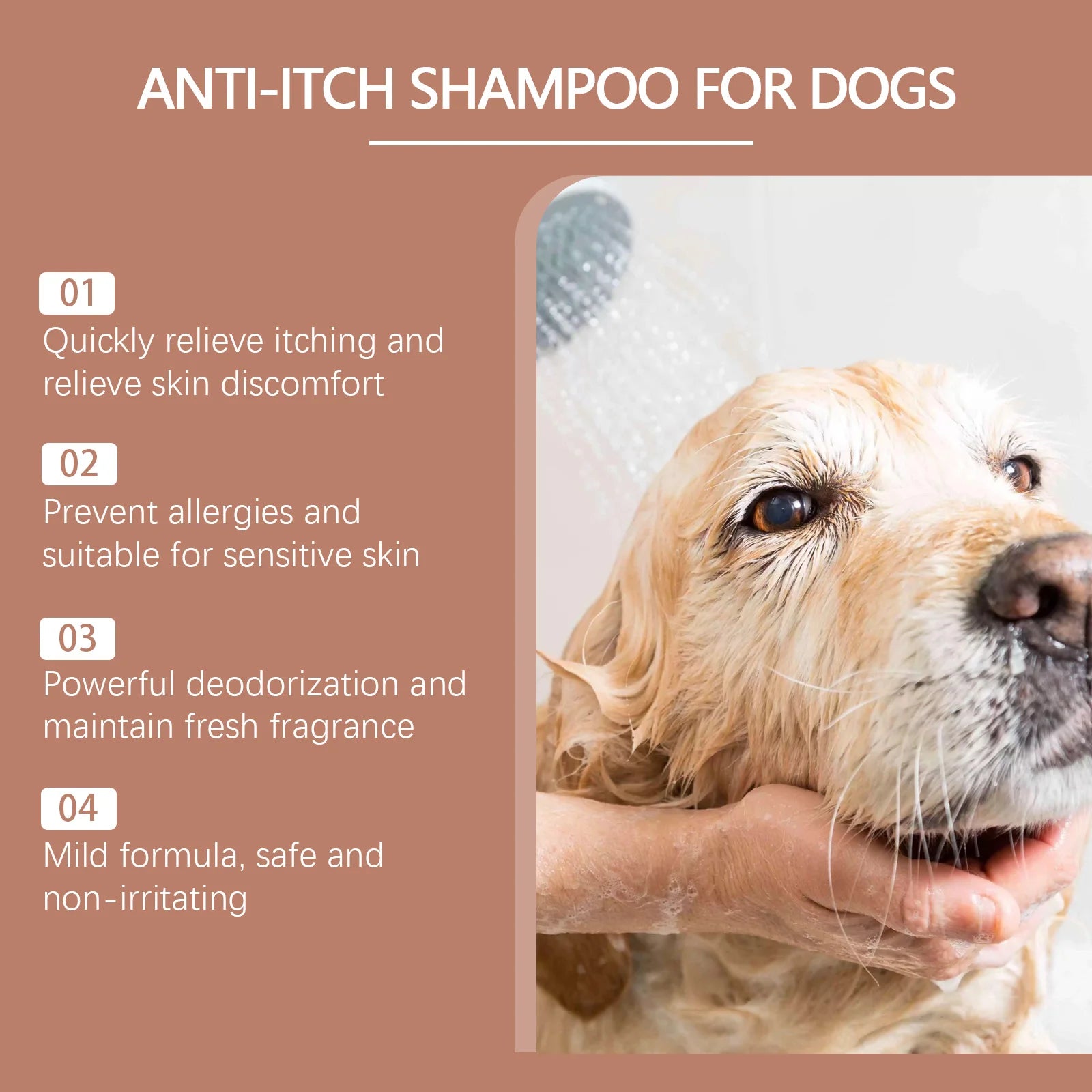 100ml Dog Shampoo for Itchy Skin - Fast Relief, Nourishing & Hydrating, Deodorizing Pet Wash to Smooth Fur & Soothe Sensitive