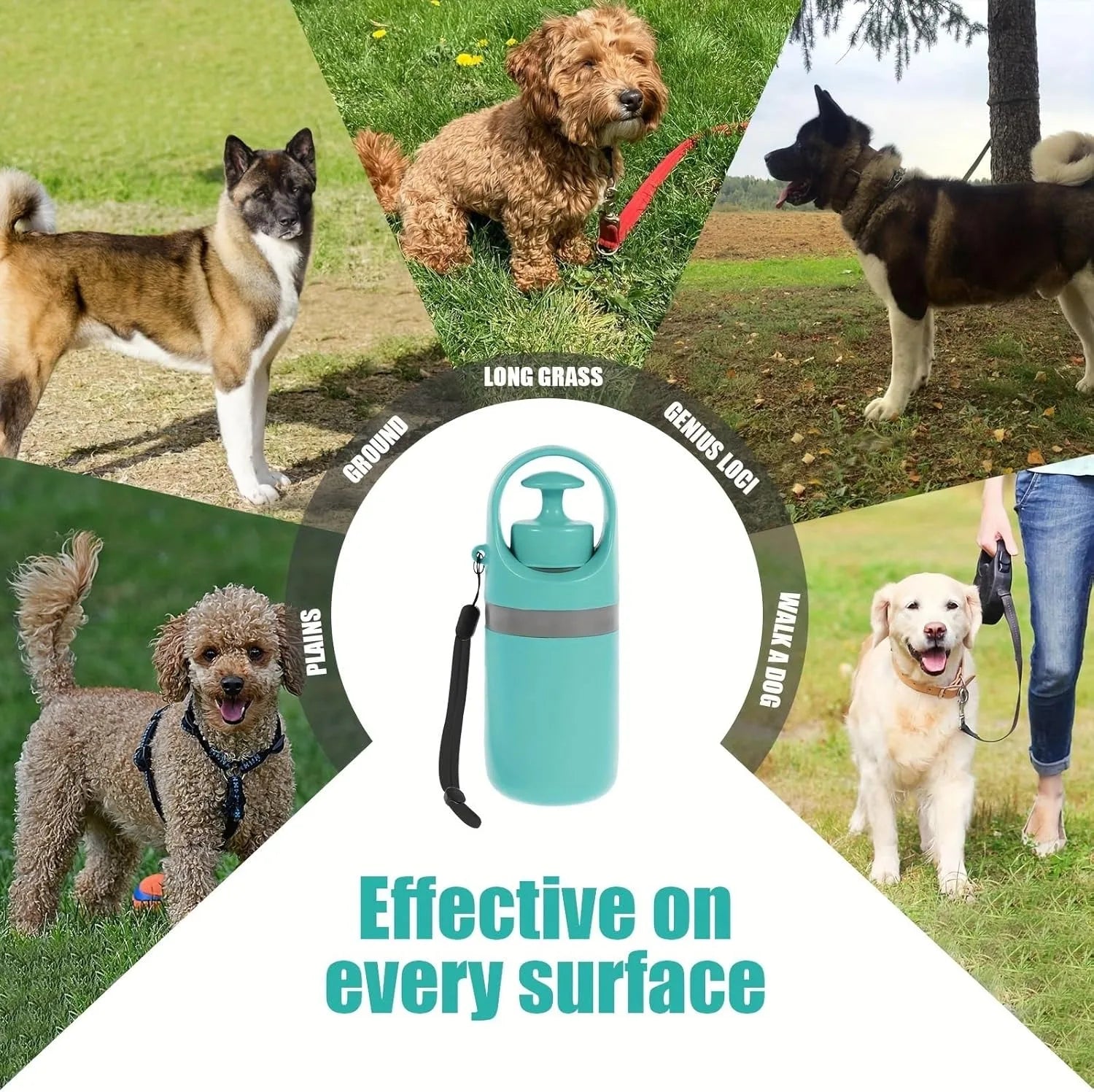 Portable Dog Pooper Scooper , No Touch Claw Pickup Tool with Waste Bag Holder