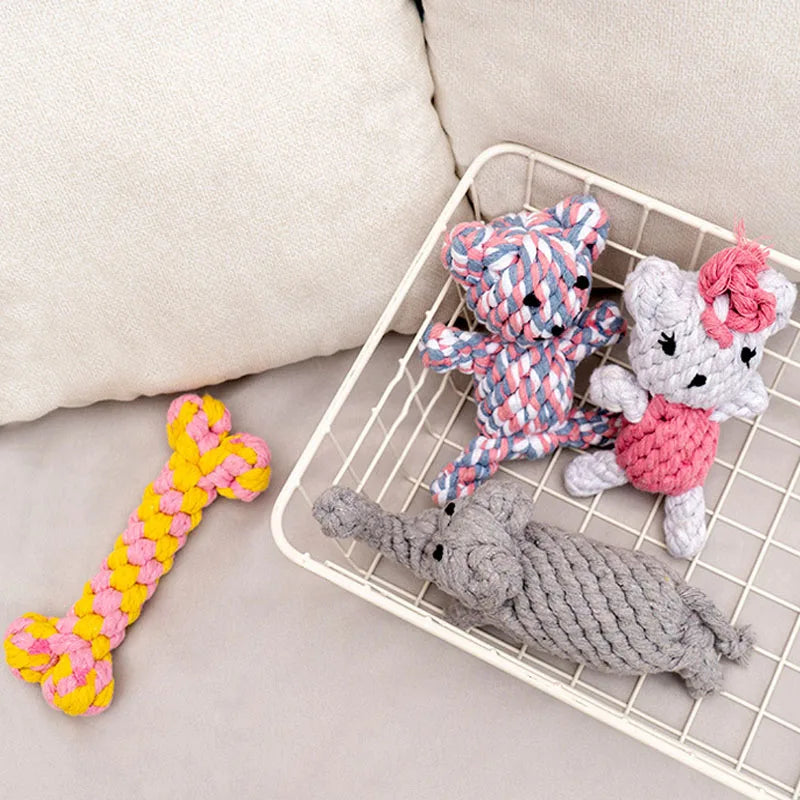 1pcs Bite Resistant Dog Chew Toy for Small Dogs , Cleaning Teeth , Rope Knot Ball Toy Animals