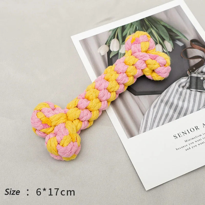 1pcs Bite Resistant Dog Chew Toy for Small Dogs , Cleaning Teeth , Rope Knot Ball Toy Animals