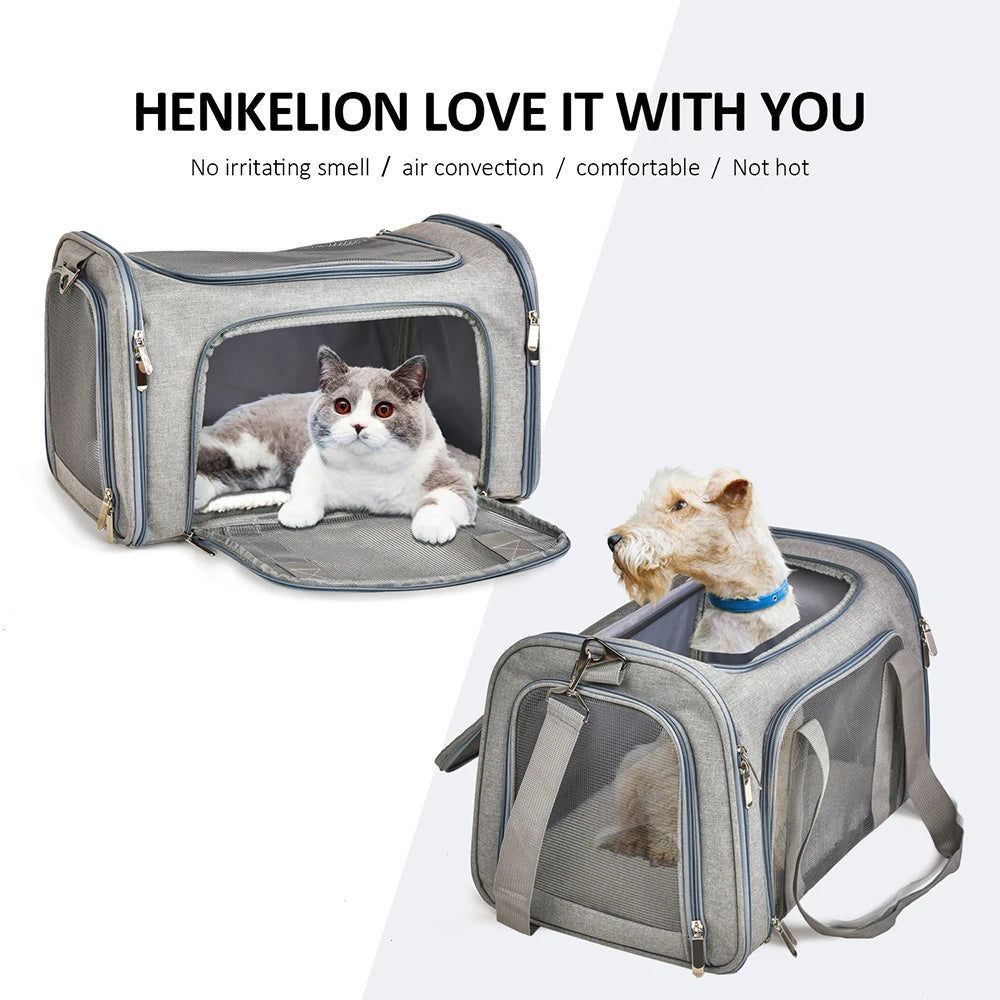 Pet Carrier Bag , Soft Side Backpack Travel Bag, Airline Approved Transport For Small Dogs and Cats