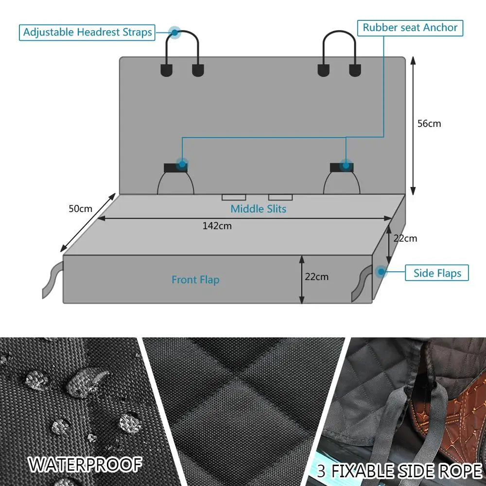 Dog Car Seat Cover, Waterproof Dog Car Seat Protector With Middle Seat Armrest For Dogs