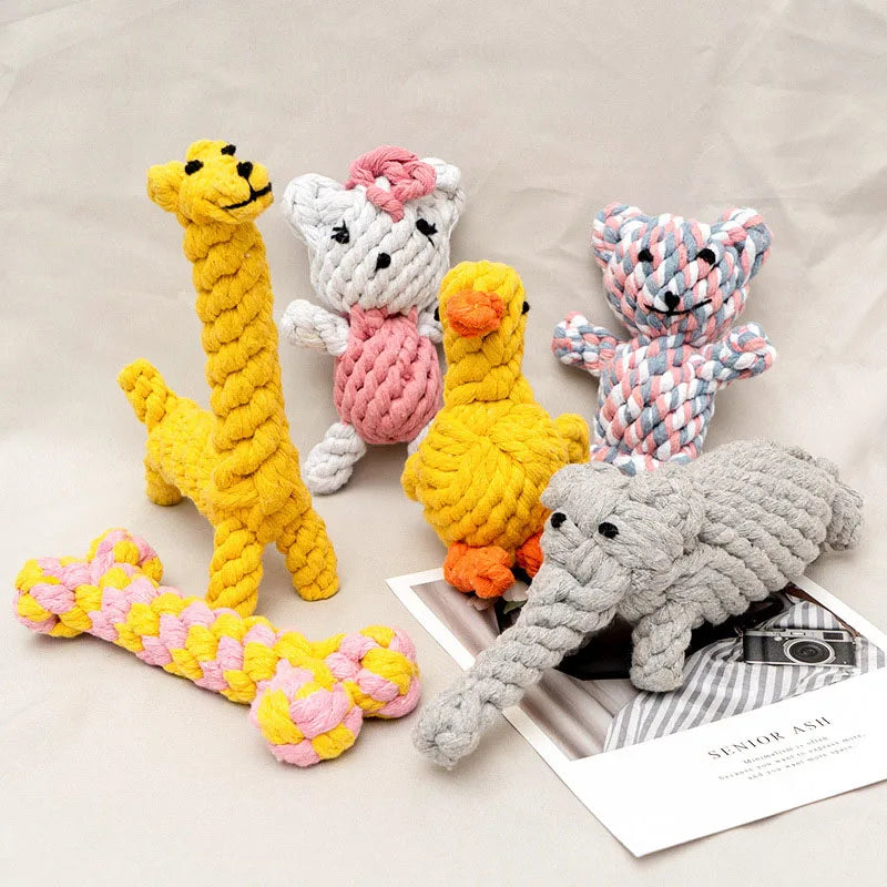 1pcs Bite Resistant Dog Chew Toy for Small Dogs , Cleaning Teeth , Rope Knot Ball Toy Animals