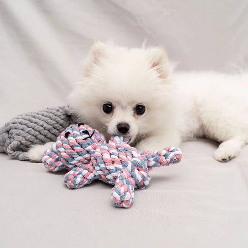 1pcs Bite Resistant Dog Chew Toy for Small Dogs , Cleaning Teeth , Rope Knot Ball Toy Animals