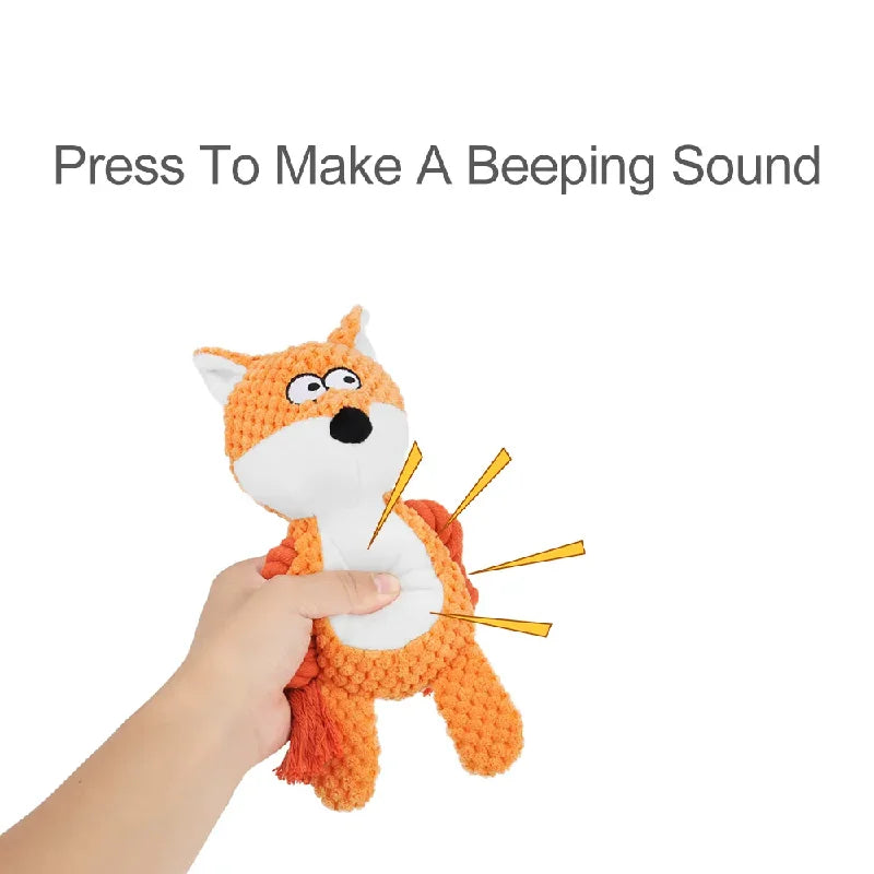 Cute Animal Rope Dog Toy, Cute Plush Puppy Chew Squeak Knot Toy