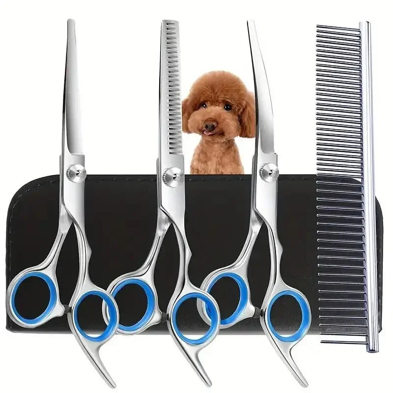 Ambidextrous Pet Safe Scissors ,Stainless Steel Grooming Shears with round Head for Precision Trimming