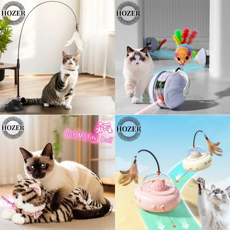 10Pcs/6Pcs Cat Interactive Toys Variety Pack, Pet Kitten Exercise Toys Combination Set Indoor Stick Mouse Bell Ball Cat Supplies