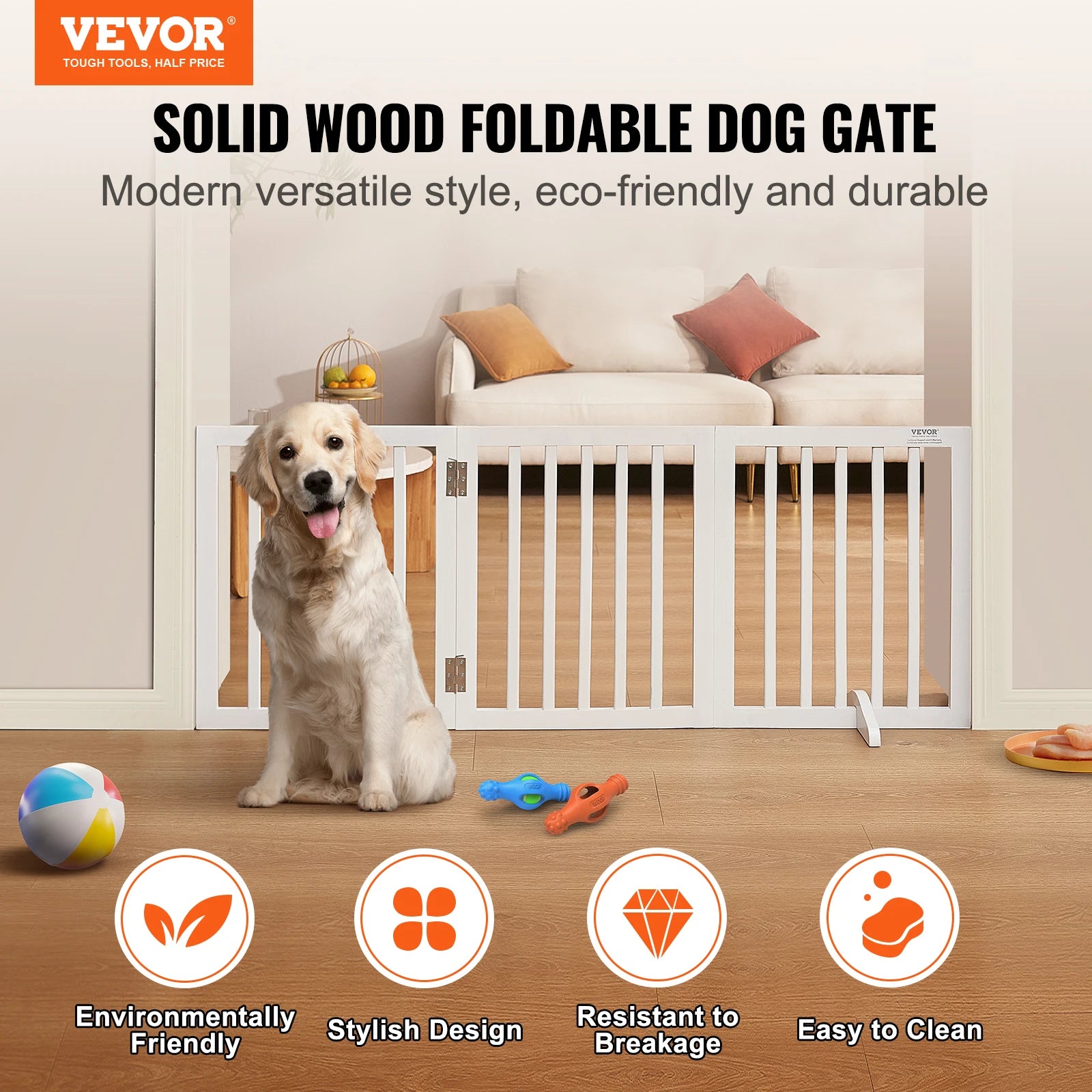 Freestanding Pet Gate 3 Panels ,Foldable Dog Gate for Narrow Passageways Expandable Dog Barrier