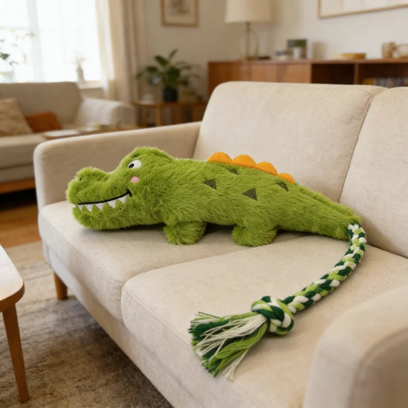 Pet Crocodile Chew Knotted Indestructible Plush Raw Dog Play Toy ,Cute Animal Rope ,Safe ,Puppy Tooth Chew Dog Tough