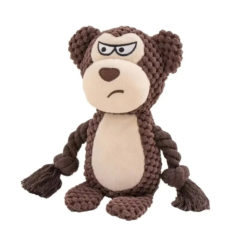 Cute Animal Rope Dog Toy, Cute Plush Puppy Chew Squeak Knot Toy