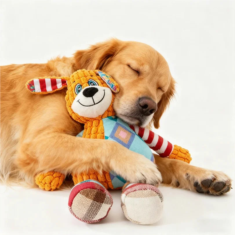 Interactive Plush Toy for Cat And Dog, Cute Squeaky Bite Resistant Puzzle Chew Toy for Teeth Cleaning