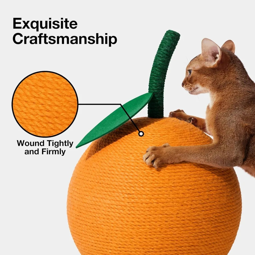 Orange Cat Scratching Post, Cute Cat Scratcher with Jute Rope, Vertical Cat Scratch Post for Indoor