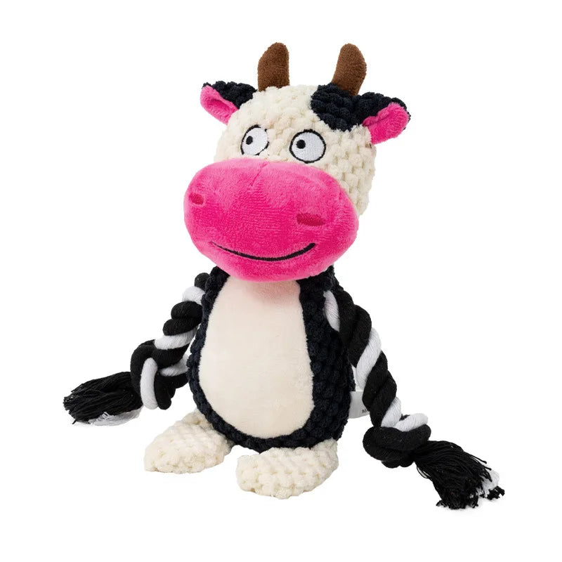 Cute Animal Rope Dog Toy, Cute Plush Puppy Chew Squeak Knot Toy