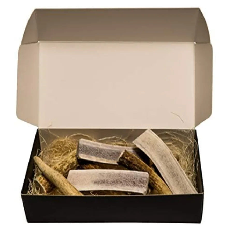 Premium Elk Antler Dog Chews 1 Pound Box (Small (7-8 Pieces) Whole/Split Mixed)
