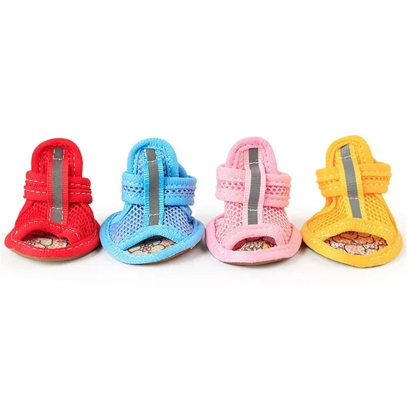 4PCS/set Pink Summer Non-slip Dog Shoes , Breathable Sandals for Dogs