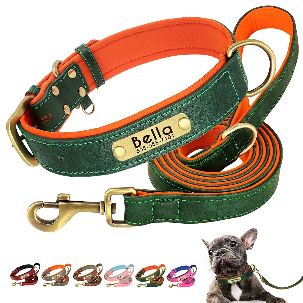 Personalized Dog Collar Leash for Small Large Dogs Soft Padded