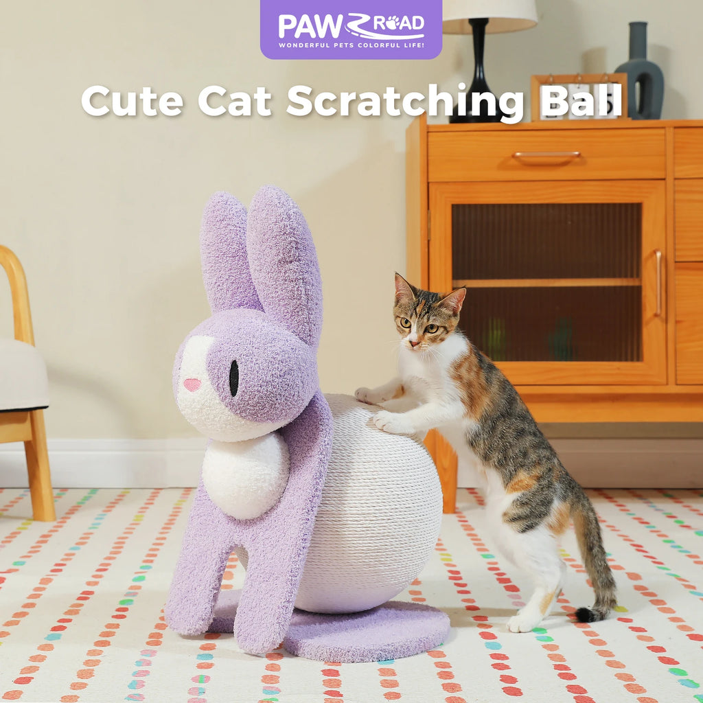 Cute Cat Scratching Post for Kittens and Cat, Rabbit Cat Scratcher with Paper Rope
