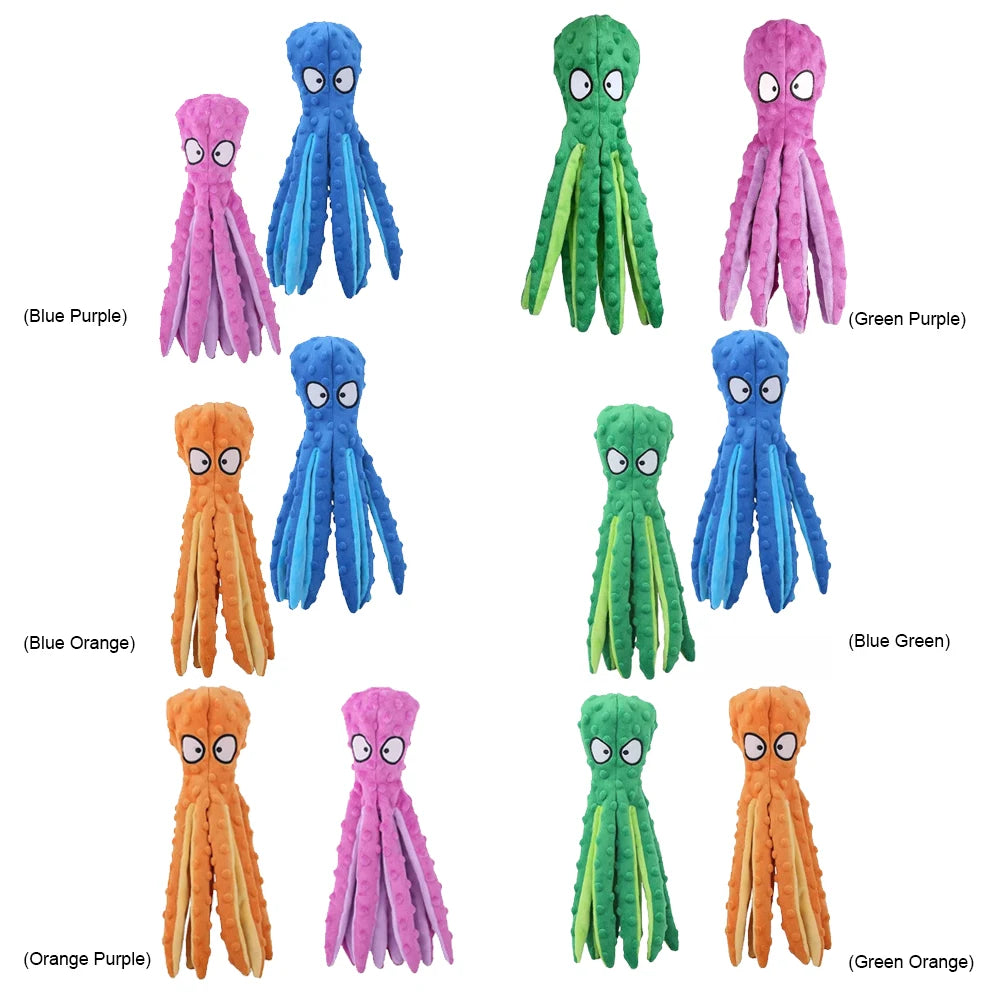 Octopus Plush Toy , Interactive Chew Toy,  Bite Resistant , No Stuffing Squeaky Plush Puzzle Toy for Small and Medium Dogs