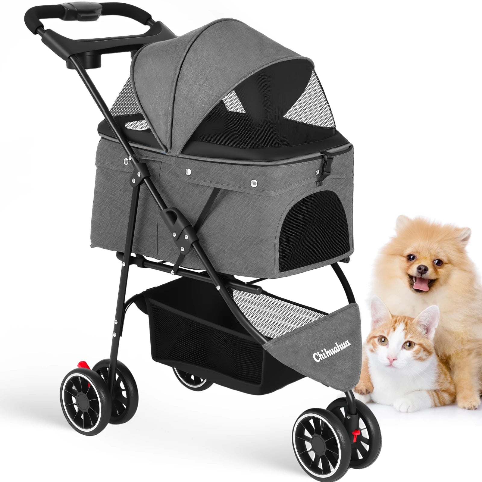 Pet Stroller For Small Puppy Dogs & Cats ,Travel Portable Dog Stroller , Foldable Dog and Cat Carrier