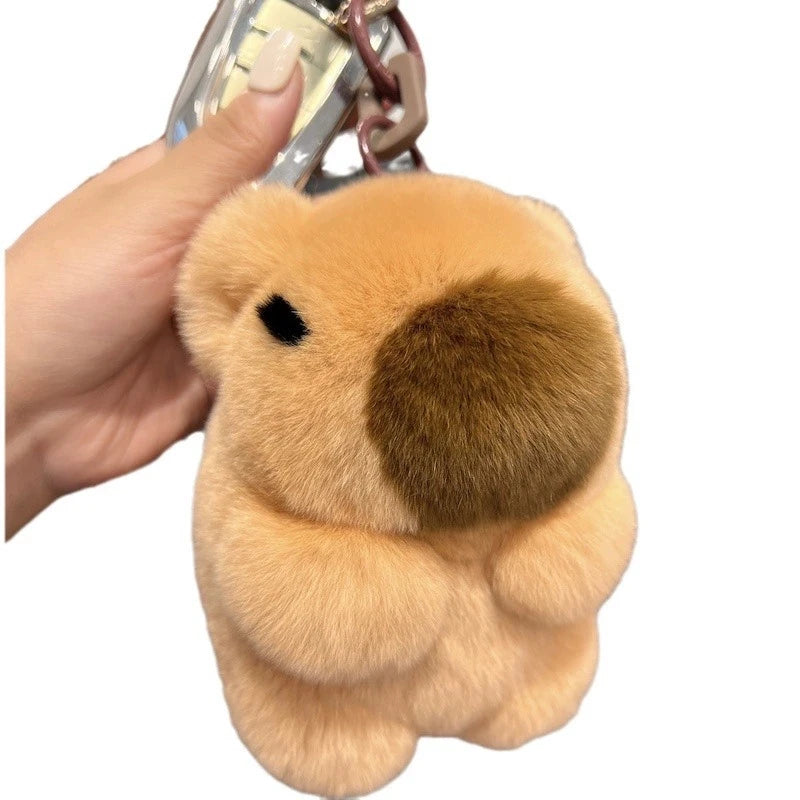 Mini Real Rex ,Rabbit,Bunny Keychain Women Bag Charm ,Jewelry Pendant Car Key Metal Ring Classic Ornament