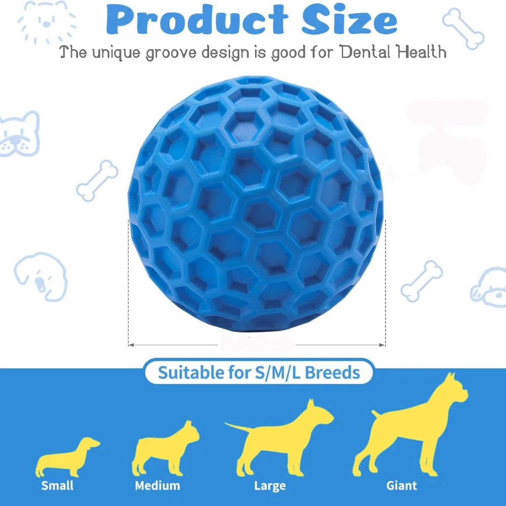 2pcs Indestructible Squeaky Dog Toy, Interactive Dog Balls , Natural Rubber Puppy Ball for Dog Chewing