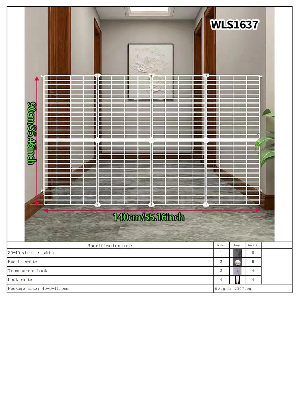 Gate Barrier, No-Drill Gate Barrier, Wire Mesh to Block Dogs, Isolation for Doorways, Stairs, Balconies, Pet Fence