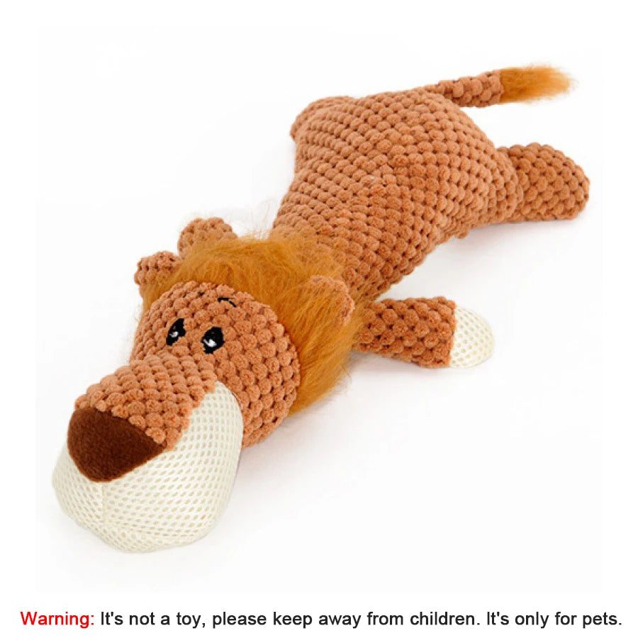 Bite-Resistant Sound Plush Toy Lion ,Wolf ,Elephant, Cartoon Pet Toy Squeaky Dog Toy For Small & Medium Dogs