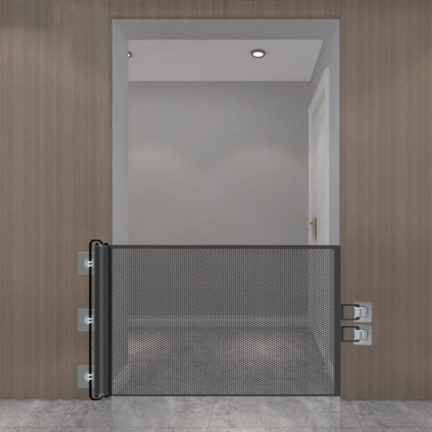 Retractable pet gate, mesh dog gate, cat enclosure for doorways, stairs, hallways, indoor/outdoor pet door stalls