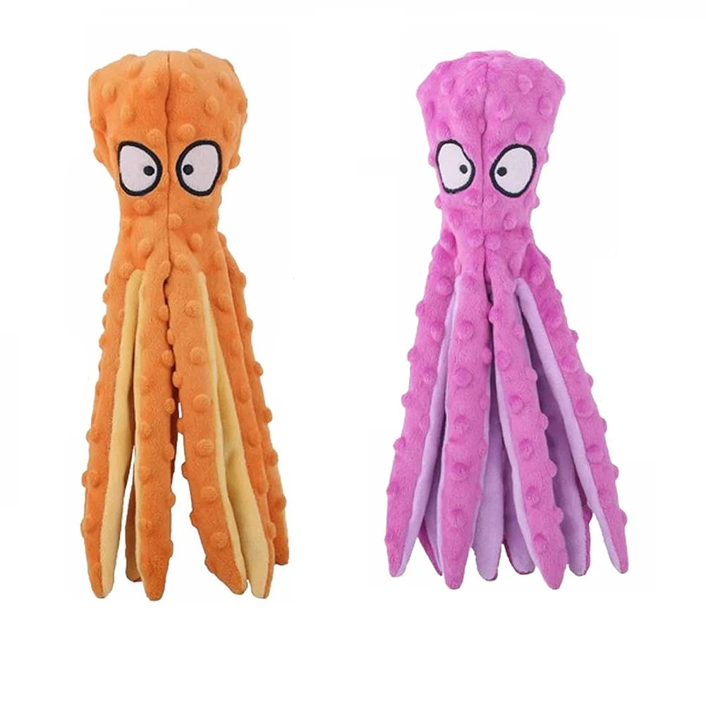 Octopus Plush Toy , Interactive Chew Toy,  Bite Resistant , No Stuffing Squeaky Plush Puzzle Toy for Small and Medium Dogs