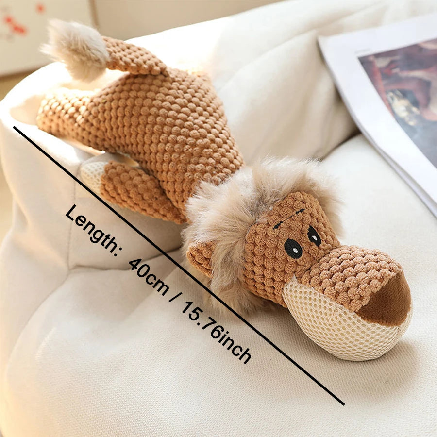 Bite-Resistant Sound Plush Toy Lion ,Wolf ,Elephant, Cartoon Pet Toy Squeaky Dog Toy For Small & Medium Dogs