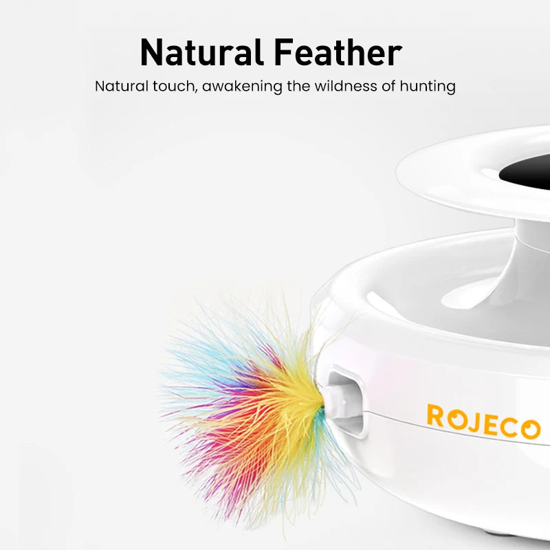 ROJECO 2 in 1 Smart Cat Toys Automatic Feather Fun Ball Toy Set For Cats,5 Modes Electronic Interactive Pet toy