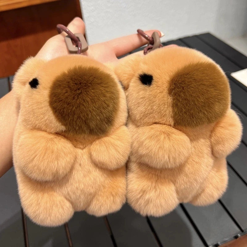 Mini Real Rex ,Rabbit,Bunny Keychain Women Bag Charm ,Jewelry Pendant Car Key Metal Ring Classic Ornament