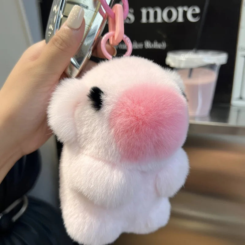 Mini Real Rex ,Rabbit,Bunny Keychain Women Bag Charm ,Jewelry Pendant Car Key Metal Ring Classic Ornament