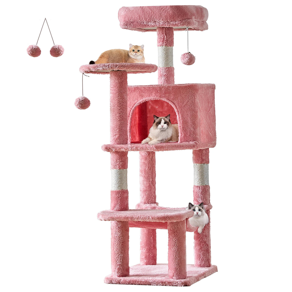 JHK 44In Cat Tree Tall Multi-Cat Climbing Tower ,Scratching Posts ,Stable Pet House for Indoor Cat