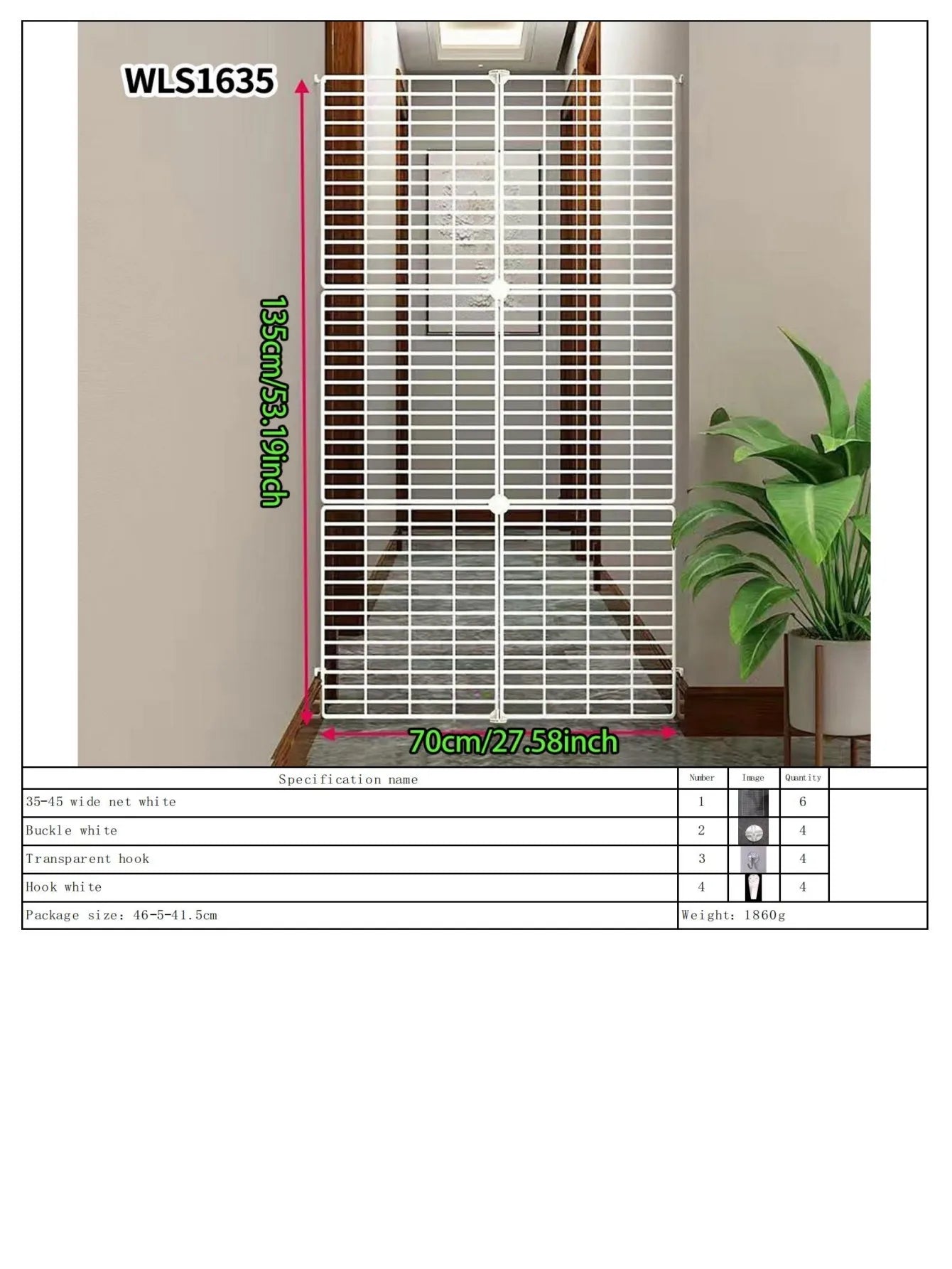 Gate Barrier, No-Drill Gate Barrier, Wire Mesh to Block Dogs, Isolation for Doorways, Stairs, Balconies, Pet Fence
