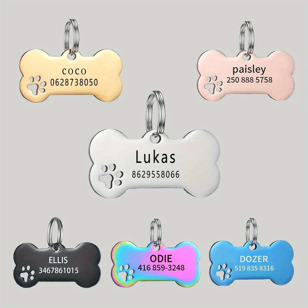 Personalized Engraved High Quality Dog ,Cat Tag with Name and Phone Number, Bone Shaped Pet Pendant for Custom Identification