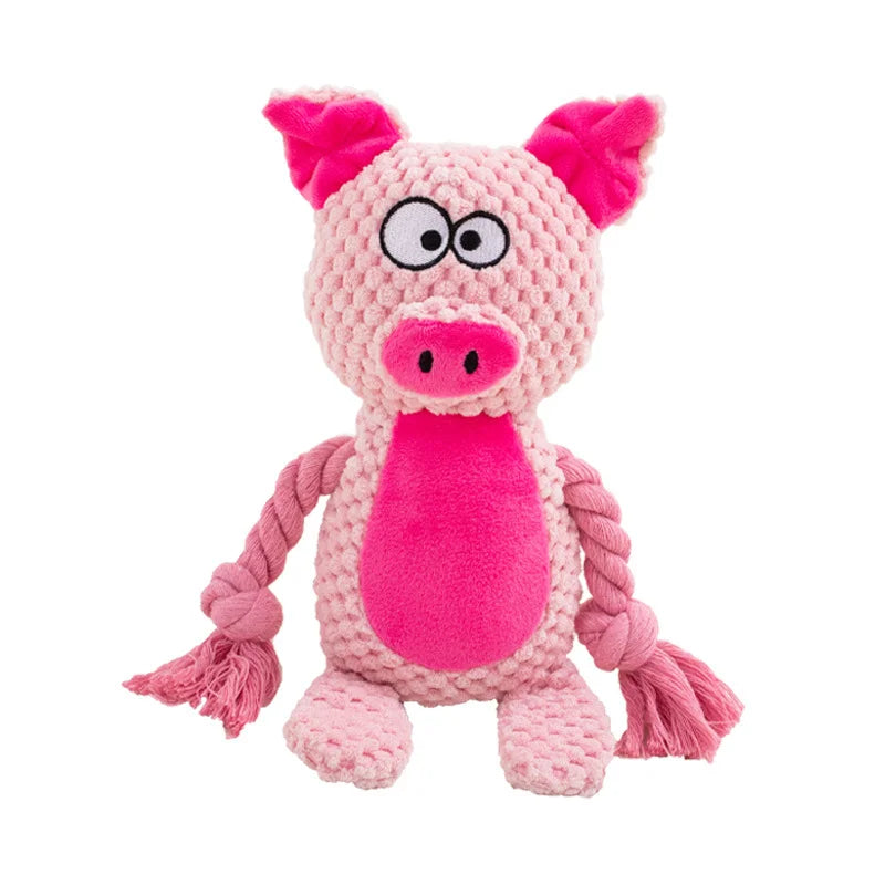 Cute Animal Rope Dog Toy, Cute Plush Puppy Chew Squeak Knot Toy