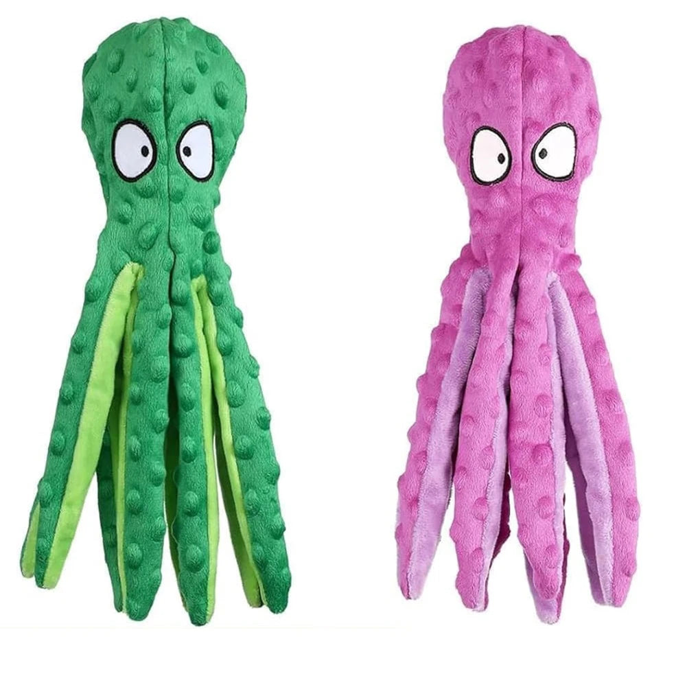 Octopus Plush Toy , Interactive Chew Toy,  Bite Resistant , No Stuffing Squeaky Plush Puzzle Toy for Small and Medium Dogs