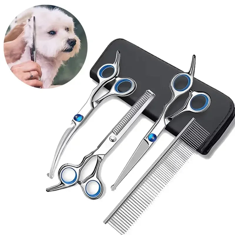 Ambidextrous Pet Safe Scissors ,Stainless Steel Grooming Shears with round Head for Precision Trimming