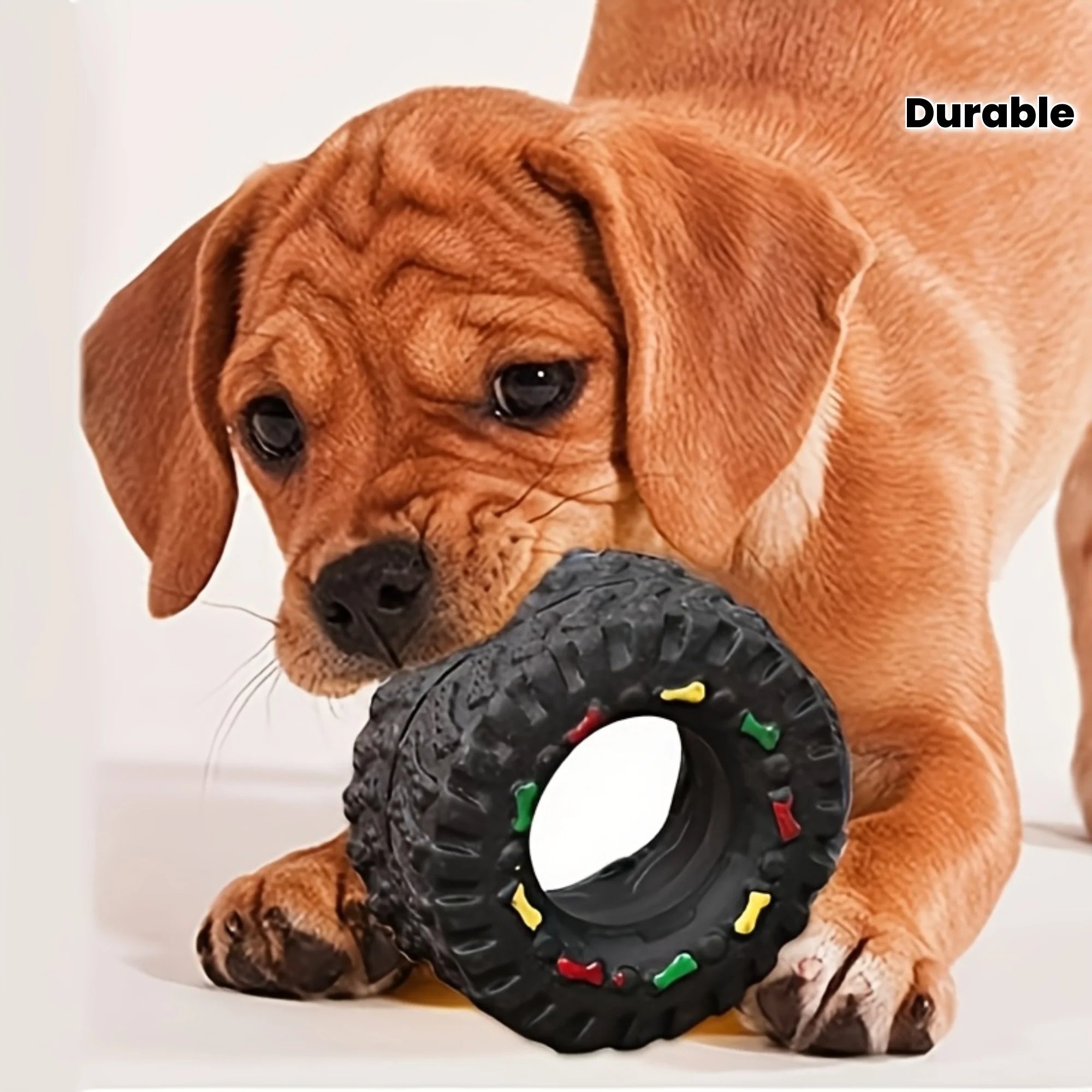 1pc Durable Dog Chew Wheel Toy, Chew-Resistant Interactive Sound Teeth Training ,Suitable for Puppies ,Small, Medium Dogs
