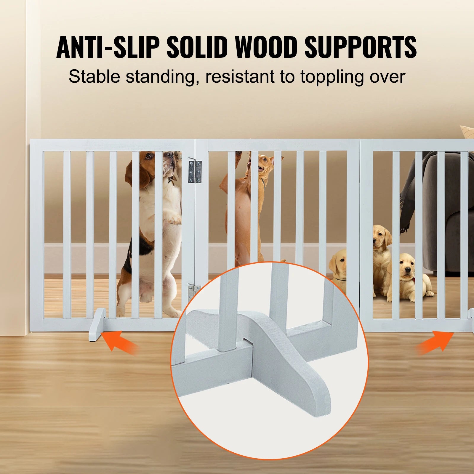 Freestanding Pet Gate 3 Panels ,Foldable Dog Gate for Narrow Passageways Expandable Dog Barrier
