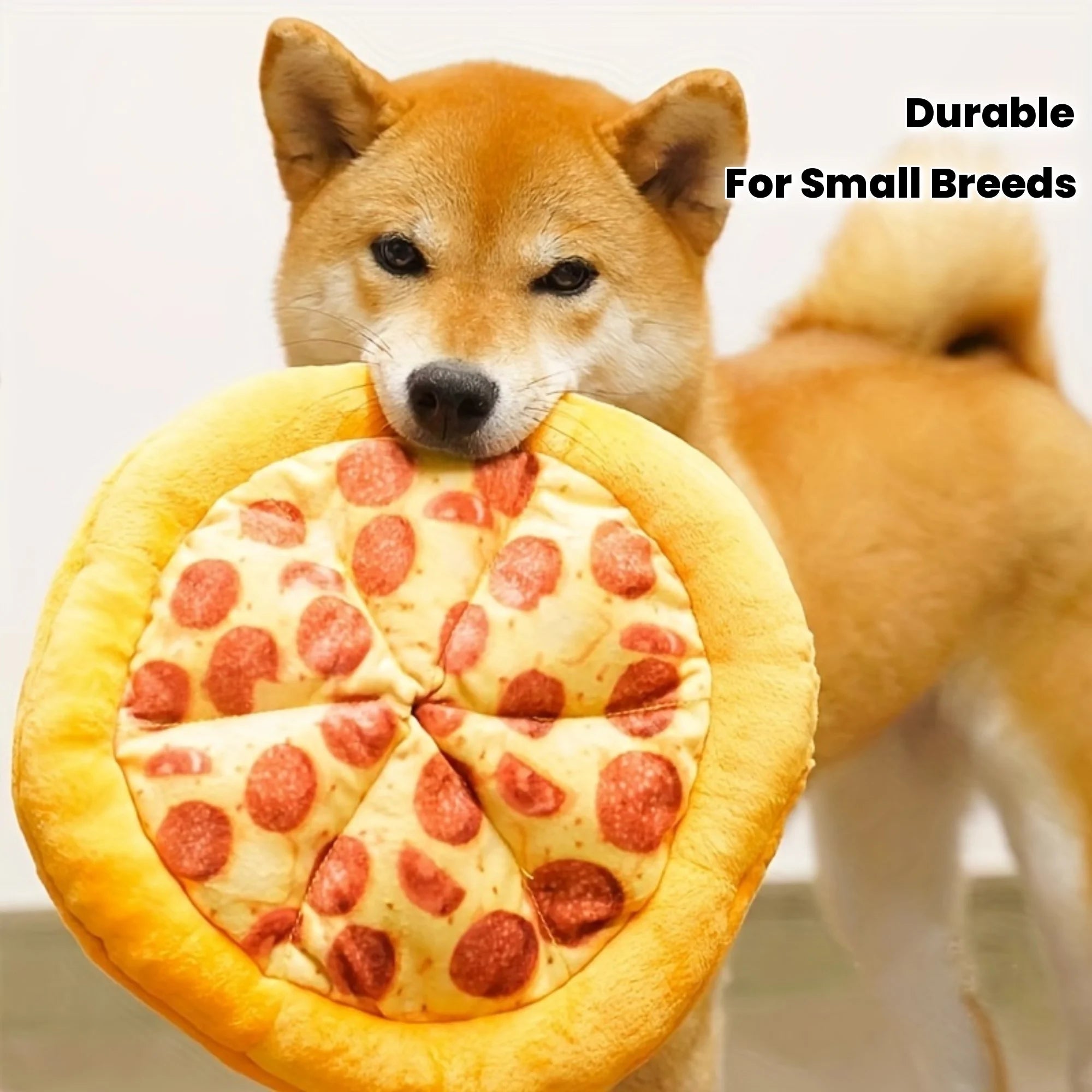 Squeaky Plush Pizza & Shrimp Dog Toy ,Durable Chew for Small Breeds Interactive Pet Play Accessory Soft Teething Puppy Chew Toys