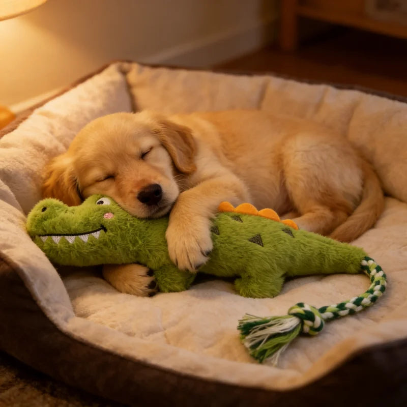 Pet Crocodile Chew Knotted Indestructible Plush Raw Dog Play Toy ,Cute Animal Rope ,Safe ,Puppy Tooth Chew Dog Tough