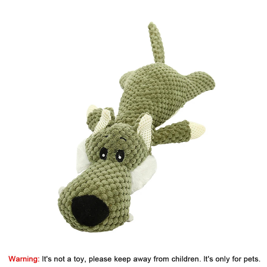 Bite-Resistant Sound Plush Toy Lion ,Wolf ,Elephant, Cartoon Pet Toy Squeaky Dog Toy For Small & Medium Dogs