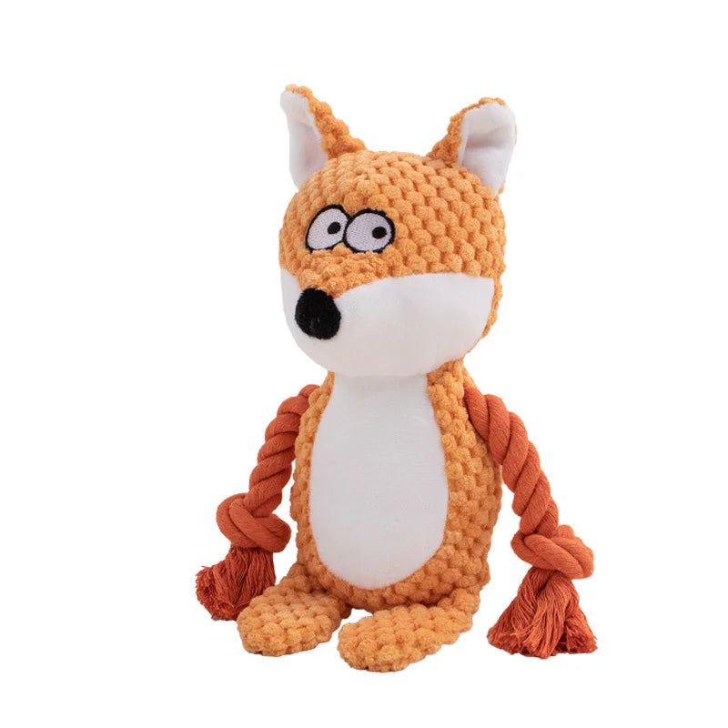 Cute Animal Rope Dog Toy, Cute Plush Puppy Chew Squeak Knot Toy