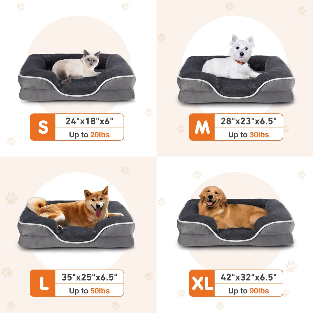 Orthopedic Dog Bed , Memory Foam Pet Bed for Small Dogs & Cats with Washable Removable Cover ,Non-Slip Base Waterproof Liner