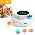 ROJECO 2 in 1 Smart Cat Toys Automatic Feather Fun Ball Toy Set For Cats,5 Modes Electronic Interactive Pet toy