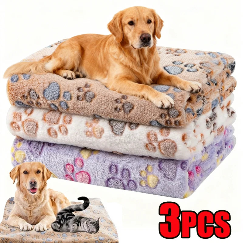 New Pet Blanket Cute Dog Paw Pattern Soft Fluffy High Quality Flannel Warm Comfortable Blanket