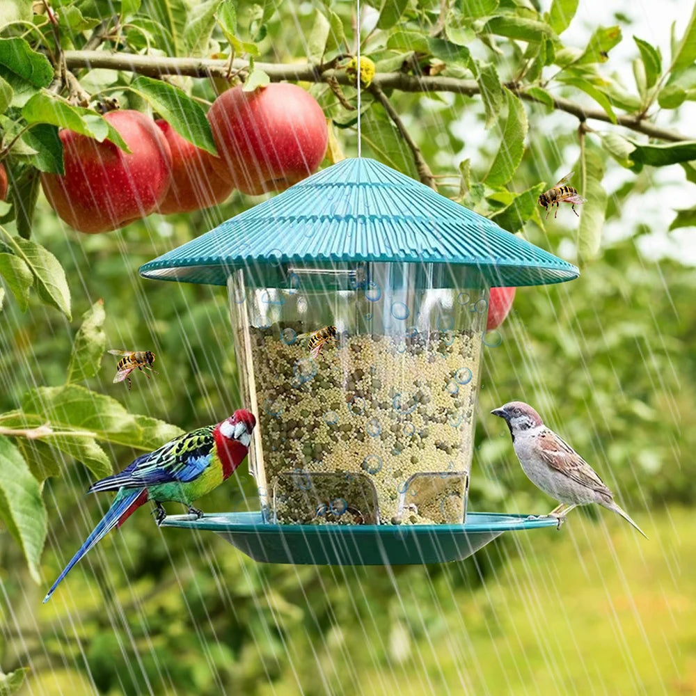 Bird Feeder Automatic Feeding, Outdoor Bird Feeder Hanging, Multiple Hole Dispenser Holder Food Container