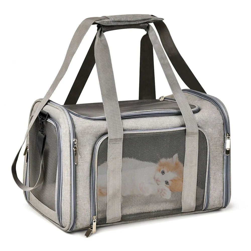 Pet Carrier Bag , Soft Side Backpack Travel Bag, Airline Approved Transport For Small Dogs and Cats